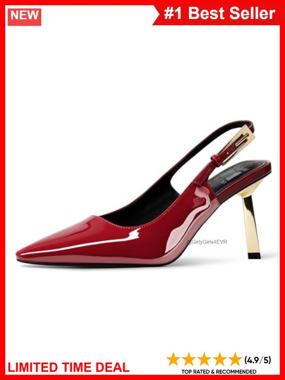 Slingback Kitten Heels Pointed Toe Pump Patent Leather